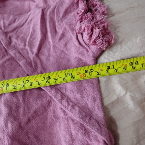 UMGEE Large Pink Dress Linen cotton blend Raw Hem Raglan short Sleeve - Picture 6 of 11